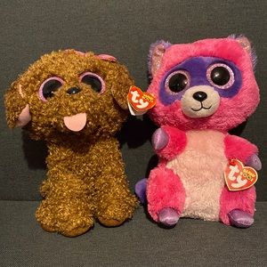 🔥Today only sale💥Ty Beanie Boos Plush Roxie the Raccoon& Maddie the Poddle 9"
